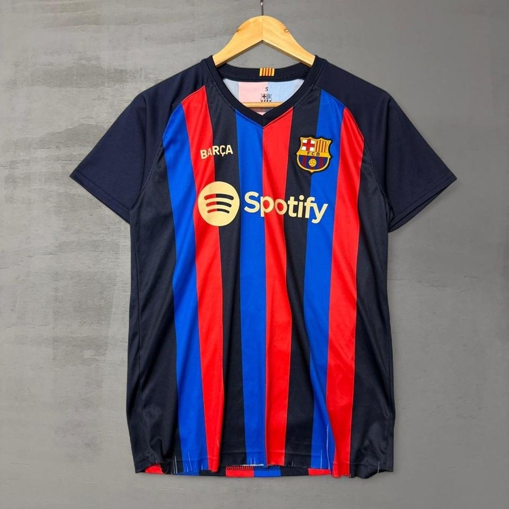 FC Barcelona Soccer Jersey Blue Red Lewandowski 9 Spotify Shirt Size Small